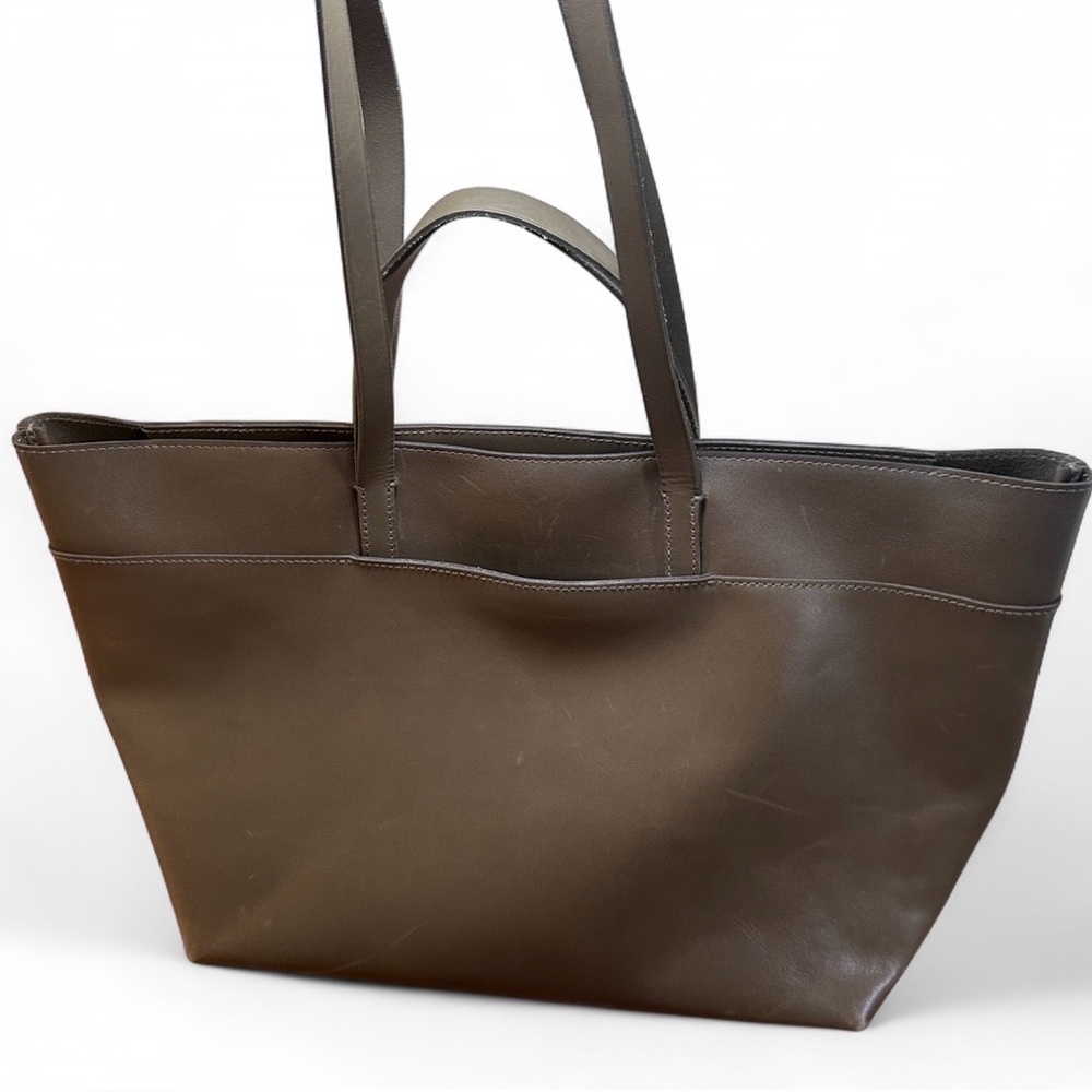 Madewell Olive Green Leather Tote Bag